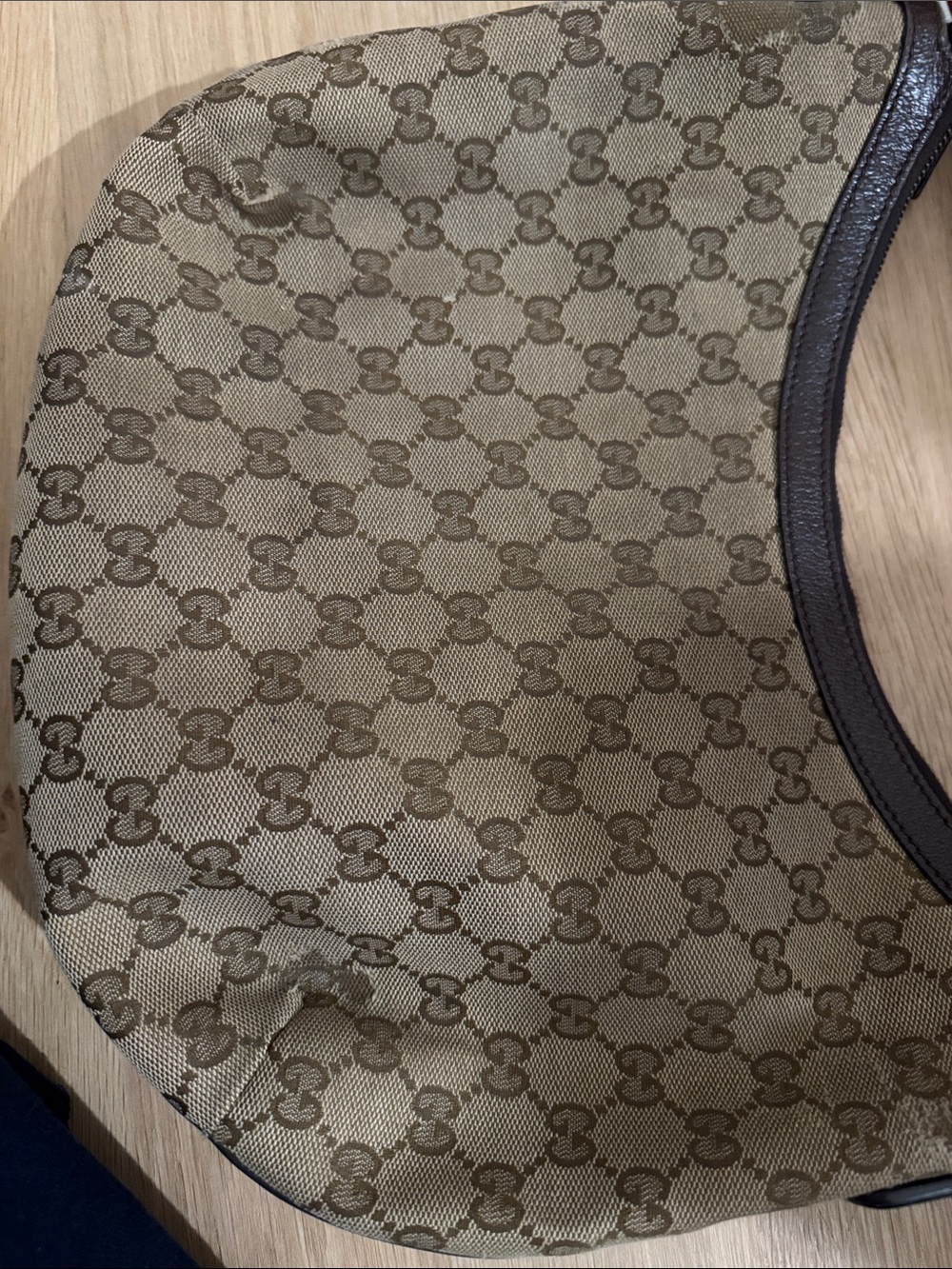Vintage Gucci Brown GG Logo Crossbody Bag Red Green Strap - Picture 9 of 16